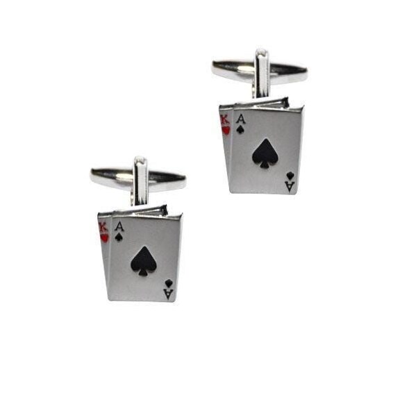 golden hour glow: 🌿 🌺 Neon Royal Ace Cufflinks | Vintage Game Art for Stylish Ga 825