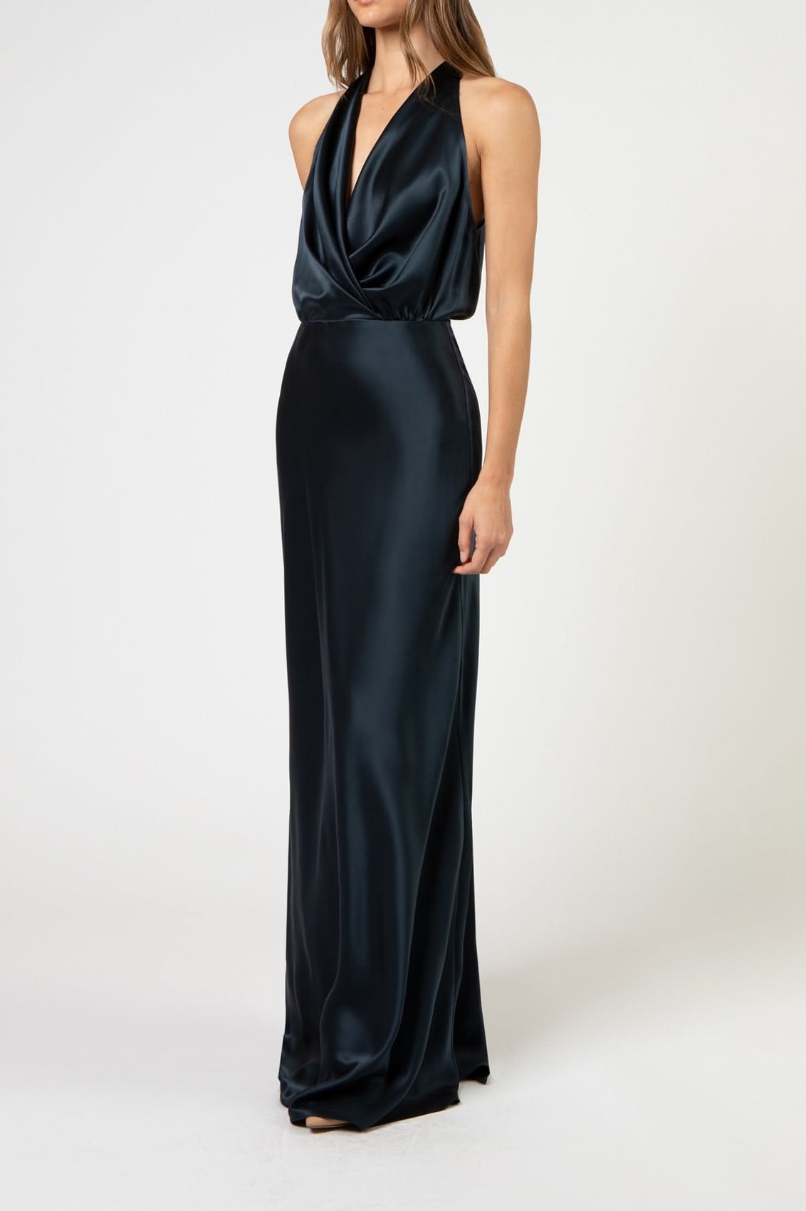 🎲 Halter Draped Gown — Carbon Glow, Neon Elegance, Vintage Fantasy | design insp 568