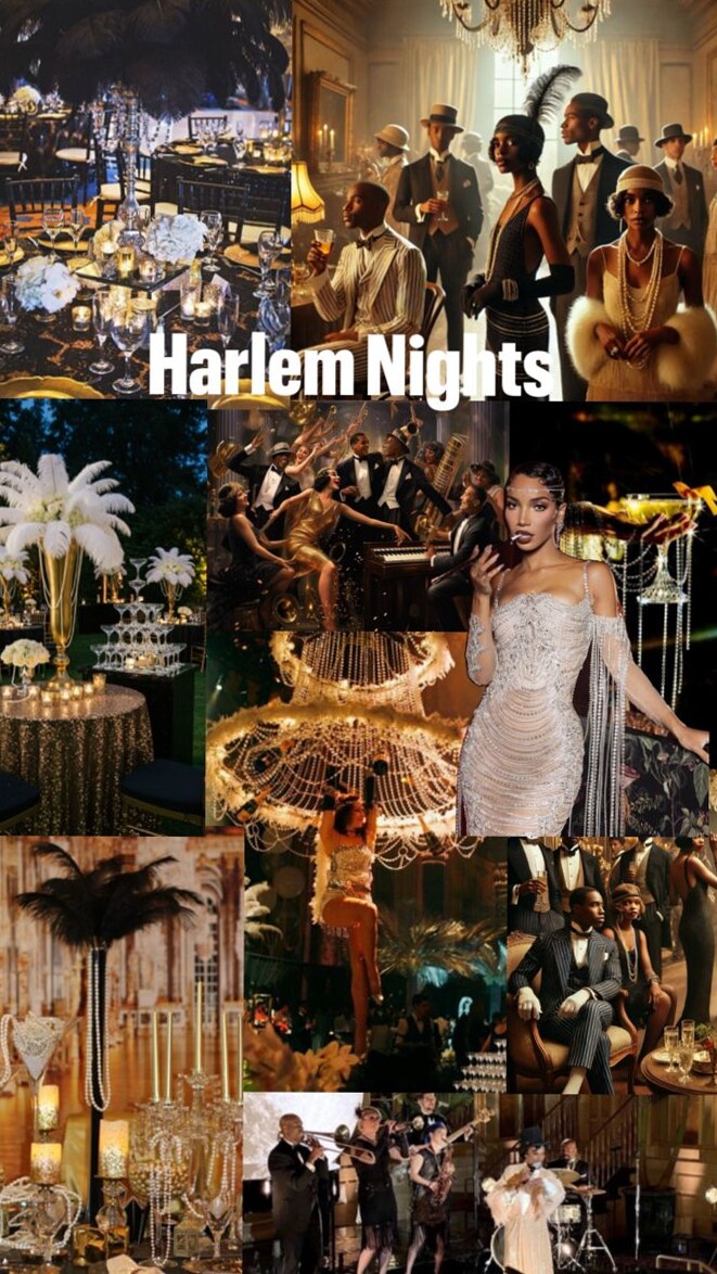 🎊 🌟 Harlem Nights: Glitzy Vintage Glam with Neon Accents 636