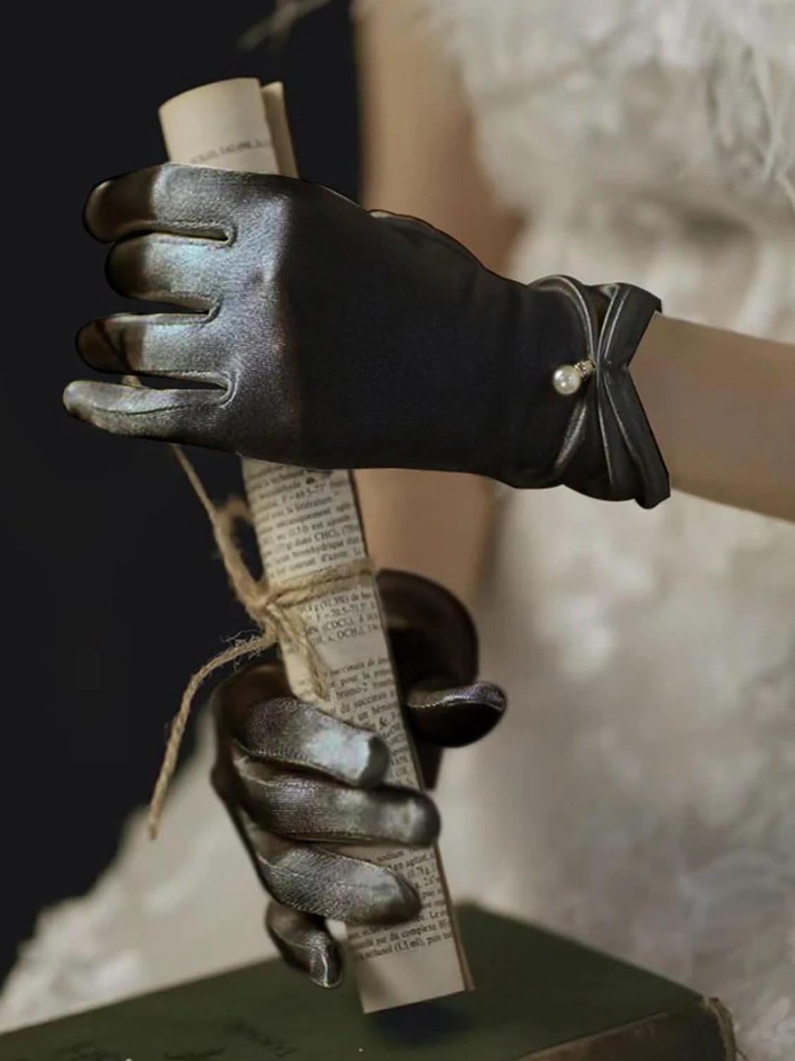 heritage style icon ✧ Retro Neon Satin Gloves with Pearl Embellishments 🦋 411