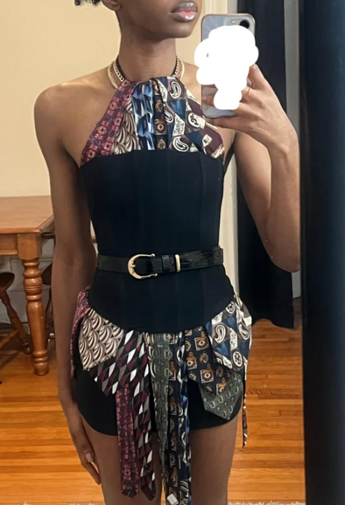 ✦ inspiration inbox ✦ Neon Corset Meets Vintage Tie Elegance 🌃 274