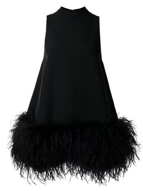 ✦ inspiration inbox ✦ Neon Fluff Elegance: Turtleneck Ostrich Feather Mini Dress 646