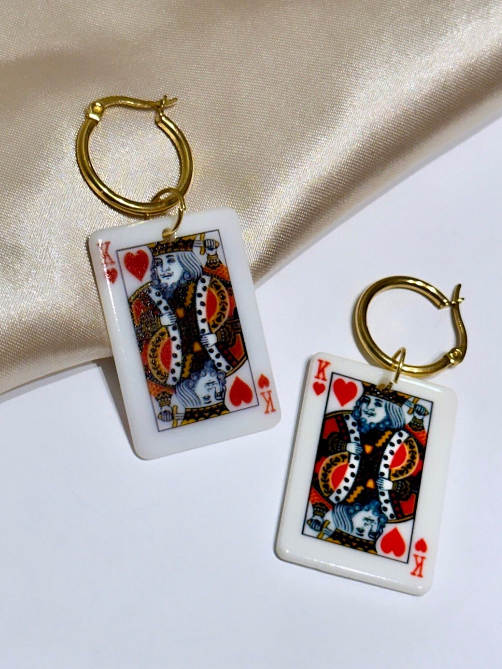 👑 ✨ interface inspiration ✦ Neon King Token Earrings – Heart of Luxury & Playful 907