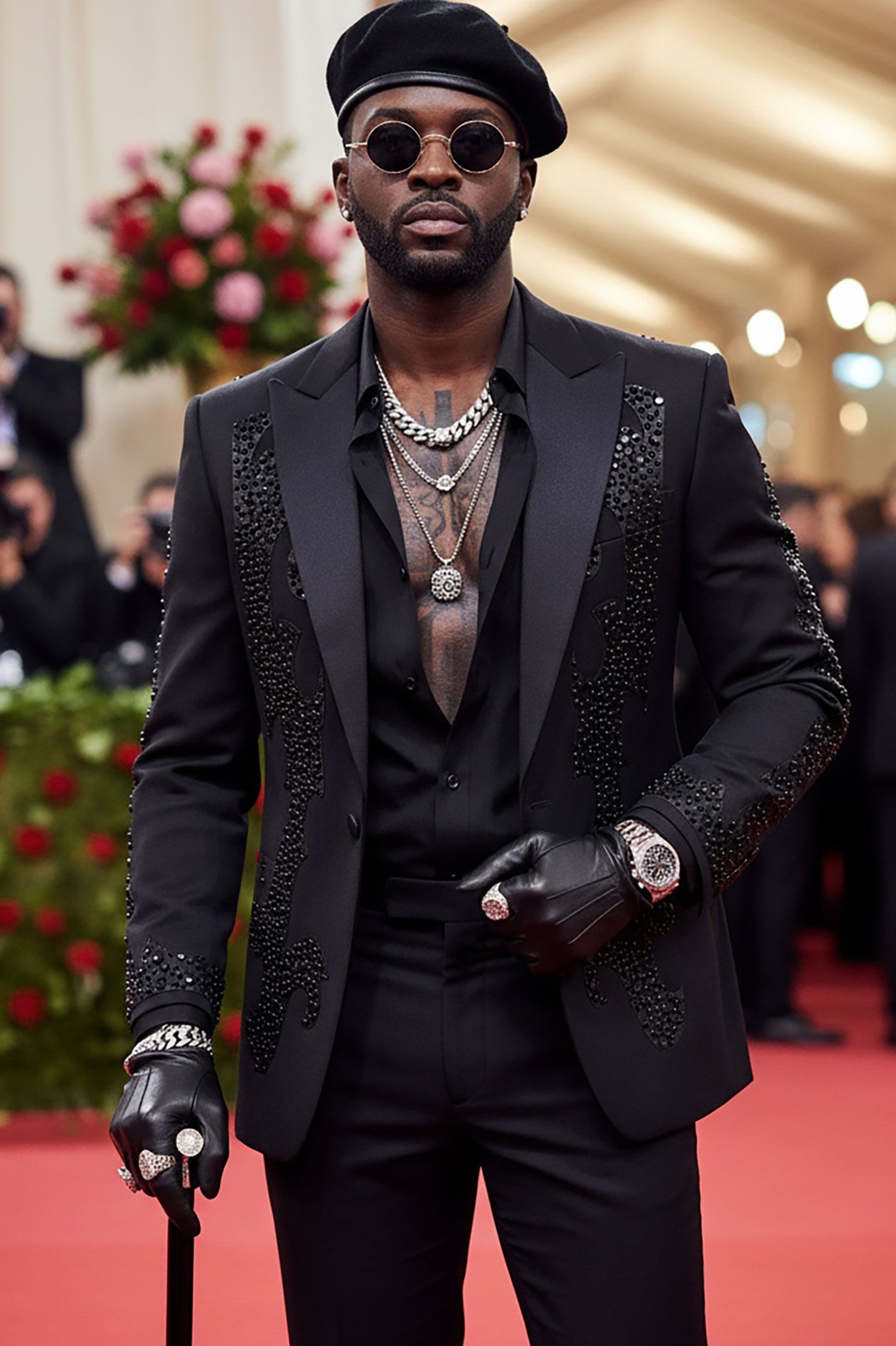 luxury night aesthetic: 🖤 🕯️ Glamorous Noir Blazer — Neon-Era Red Carpet Vibes 889