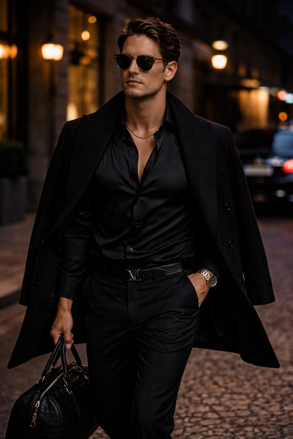 👠 👠 luxury night aesthetic ✦ Neon Shadows & Vintage Vibe | Men’s Luxe Streetwear 542