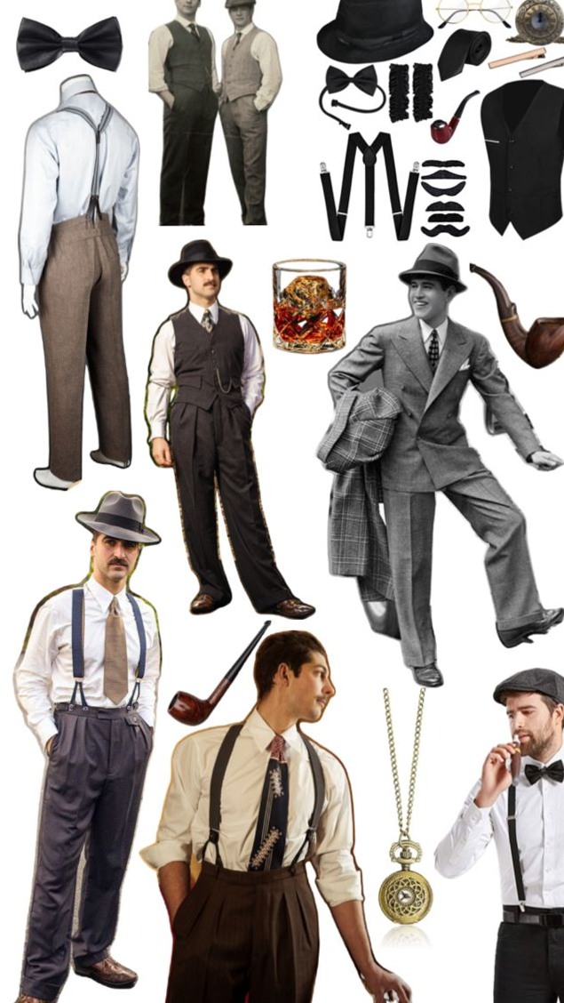 🏨 🚗 ✦ Men’s Gatsby Era Outfit Inspo: Glitzy Flair, Bold Patterns, Retro Glam, Ne 257