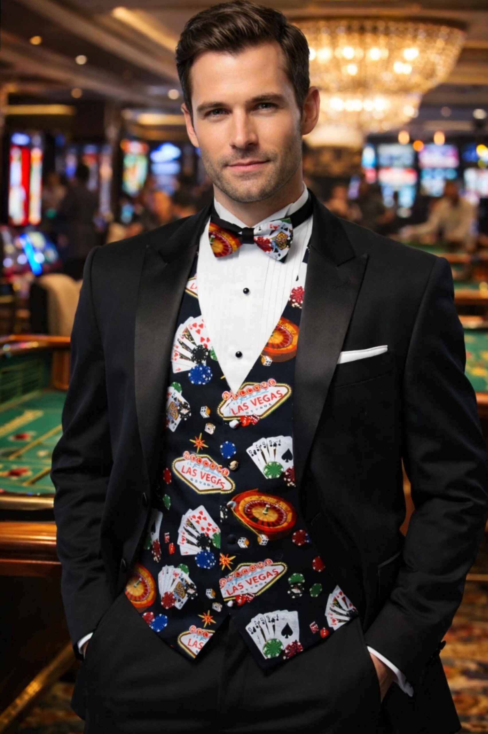 💜 🔵 midnight city mood ✦ Neon Dapper Vest & Tie Set – Retro Glam for Formal Nigh 124