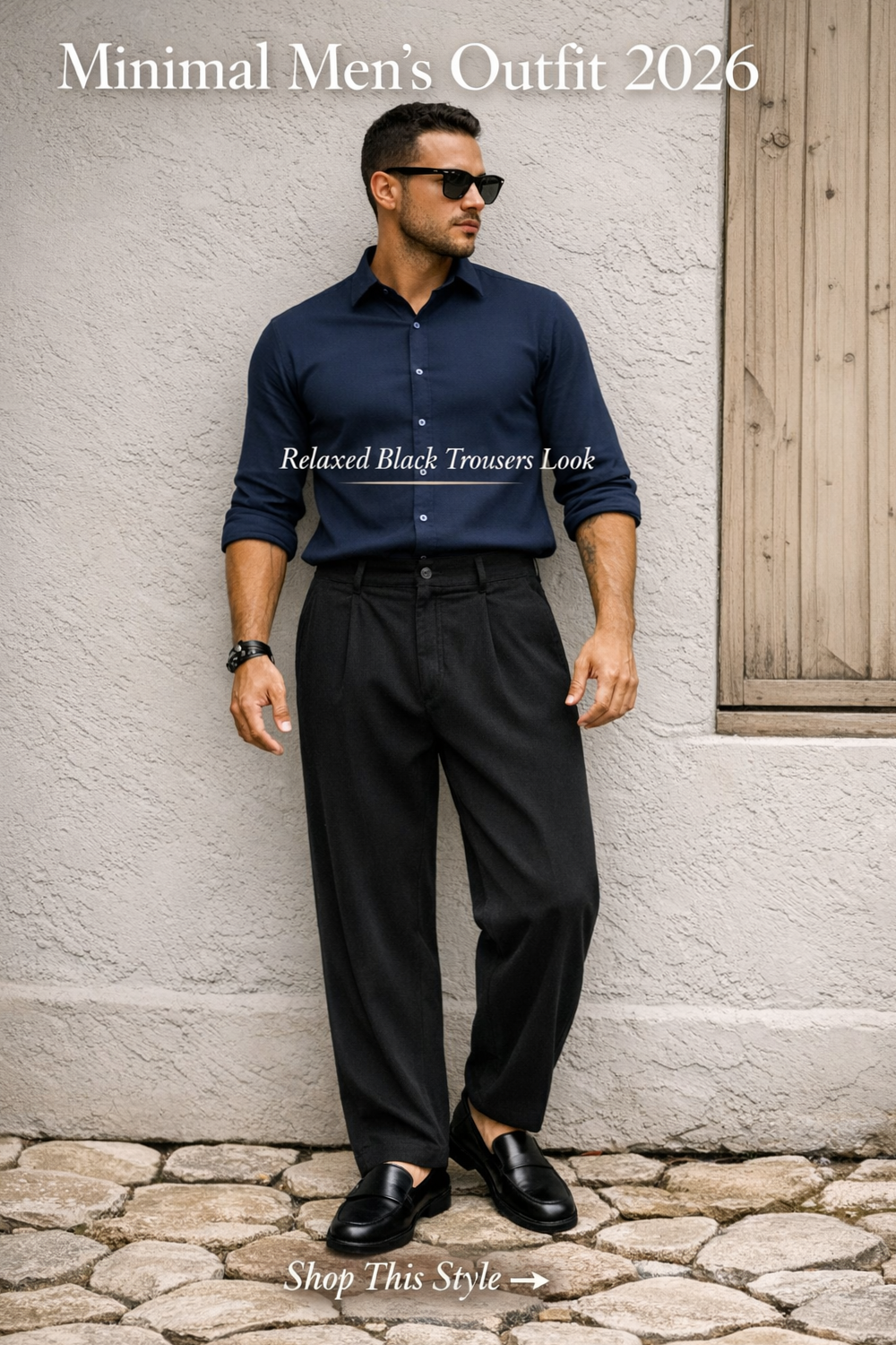 🎨 Minimal Men’s Outfit 2026 | Sleek Black Trousers with Neon Edge 171