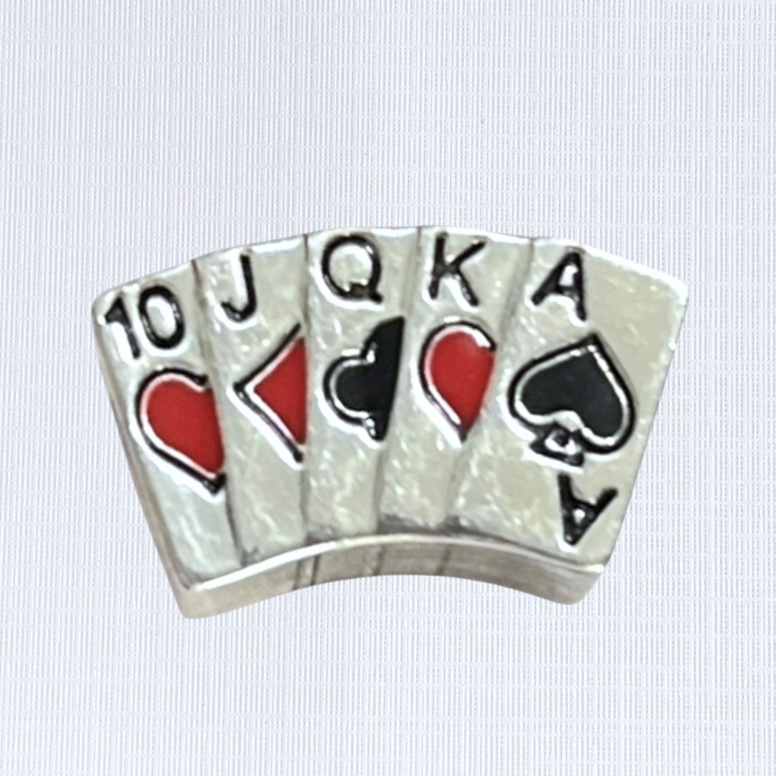 Neon Bead Charm Bracelet | Red/Silver Poker Card Design | Vintage Glam Jewelry | 986