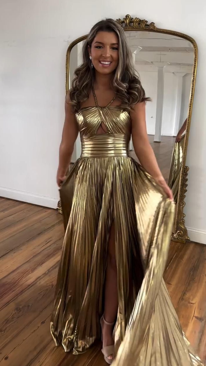 📜 🃏 Neon Cutout Maxi Dress with Pleated Metallic Fabric 129