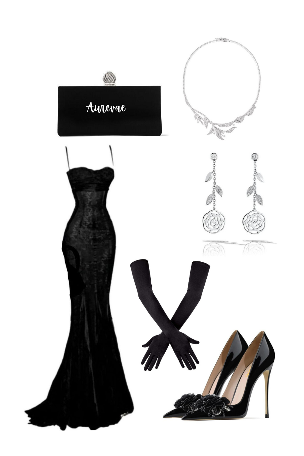 🍂 🌺 ✦ Neon-Edge Black Gown: Glitch Vintage Glam for Midnight Parties 460