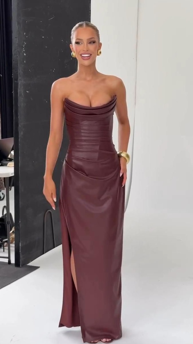 🖌️ 🎯 Neon-Edged Pleated Maxi with Off-Shoulder Glam and Refined Slit Details | c 216