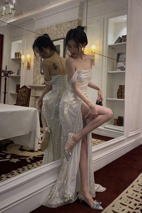 ✨ 🦋 Neon Elegance Meets Vintage Glam in High Slit Evening Gowns | celebrate in s 720