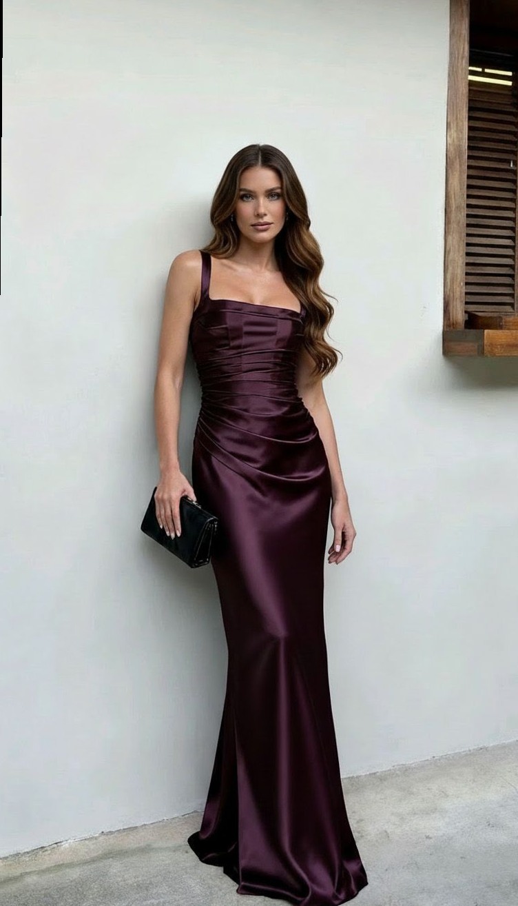 Neon Elegance: Vintage-Inspired Calanthe Maxi in Rich Plum Hue | 🎲 📻 visual vibe 423