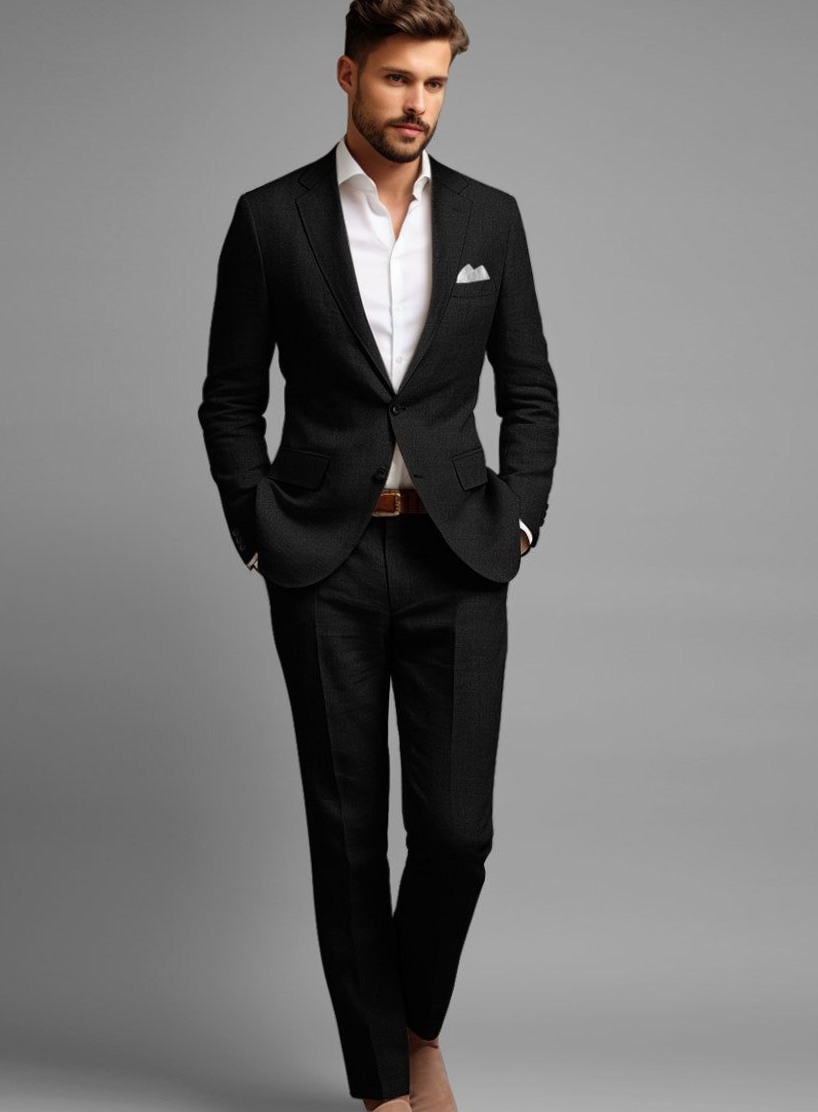 🌴 🚗 ✦ Neon-Elegance Vintage Italian Linen Cavalry Suit 610