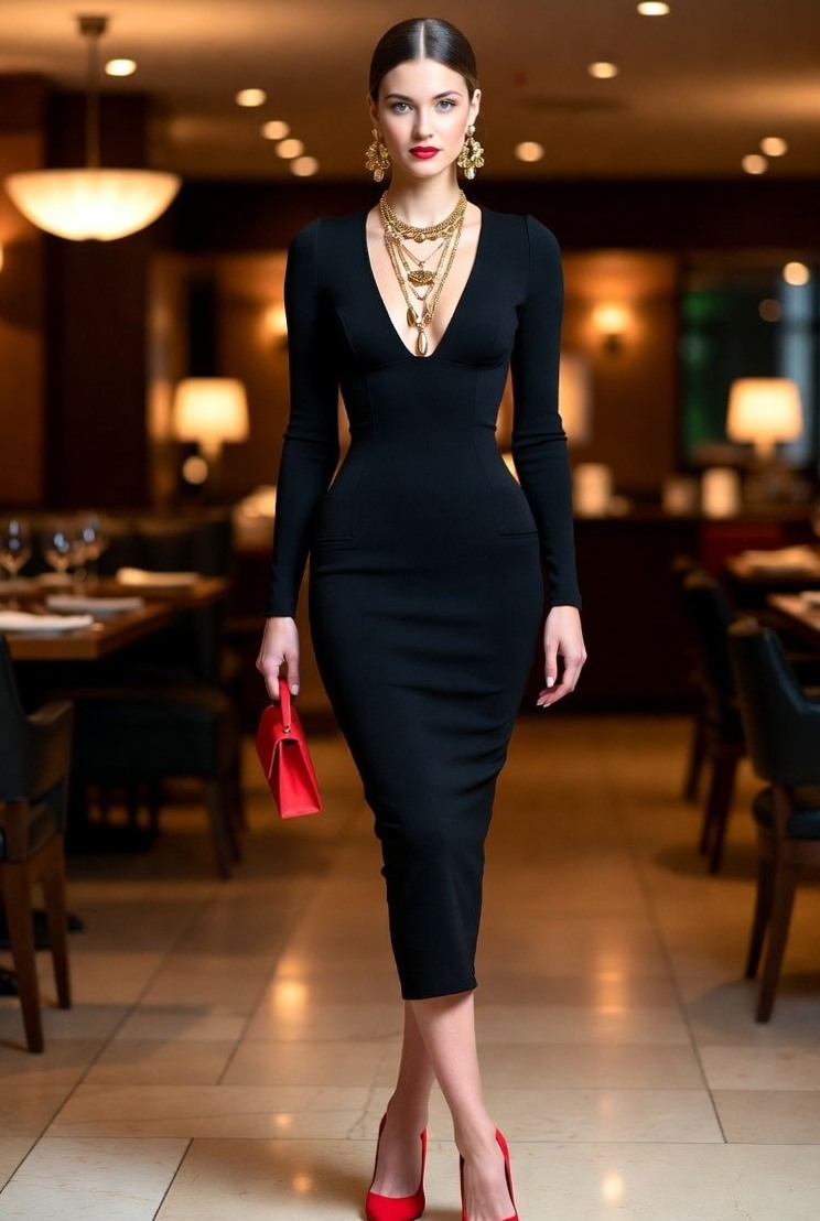 👒 👗 ⟡ Neon-Elegant LBD for Vintage Valentine Glam 556