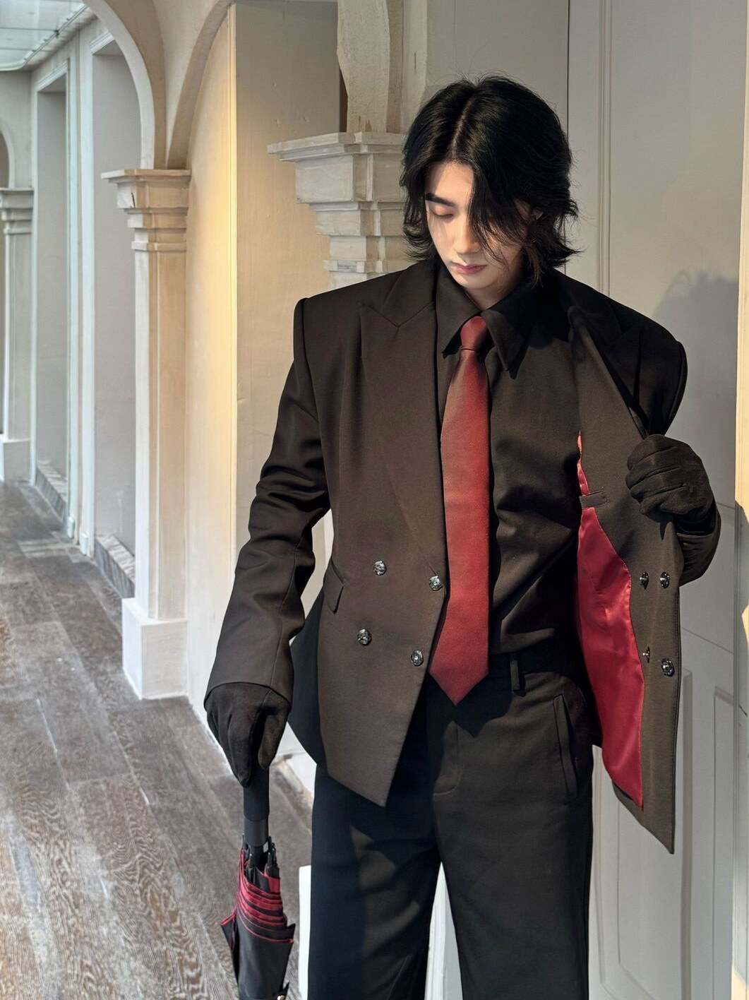 Neon-Embraced Double-Breasted Suit for Seasonless Sophistication — digital art d 414