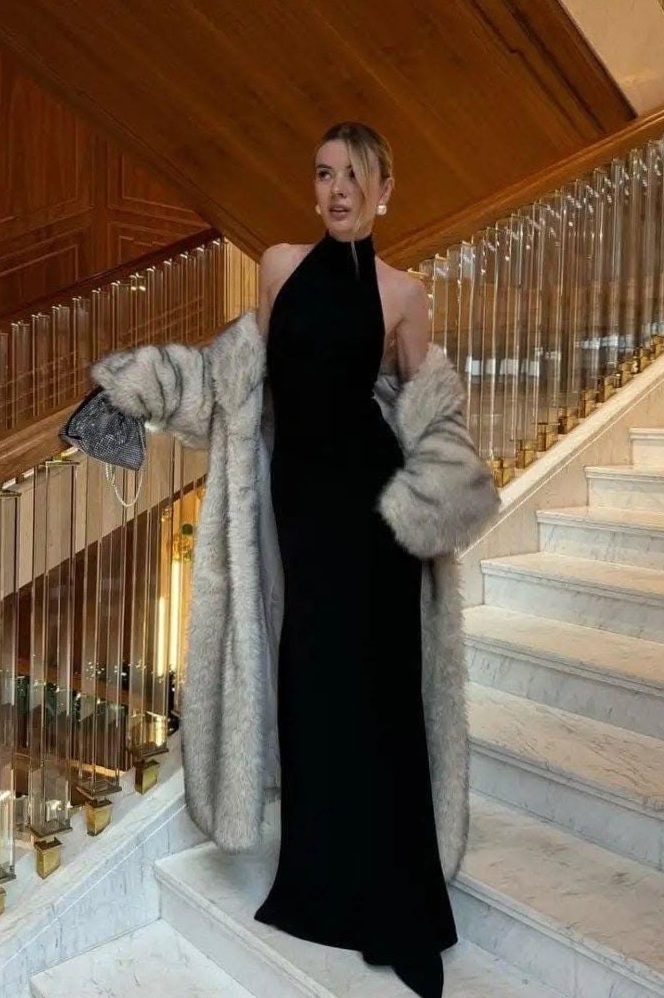 🪩 ⚡ Neon-Etched Silver Faux Fur Maxi Coat with Vintage Glamour — aesthetic edit 310