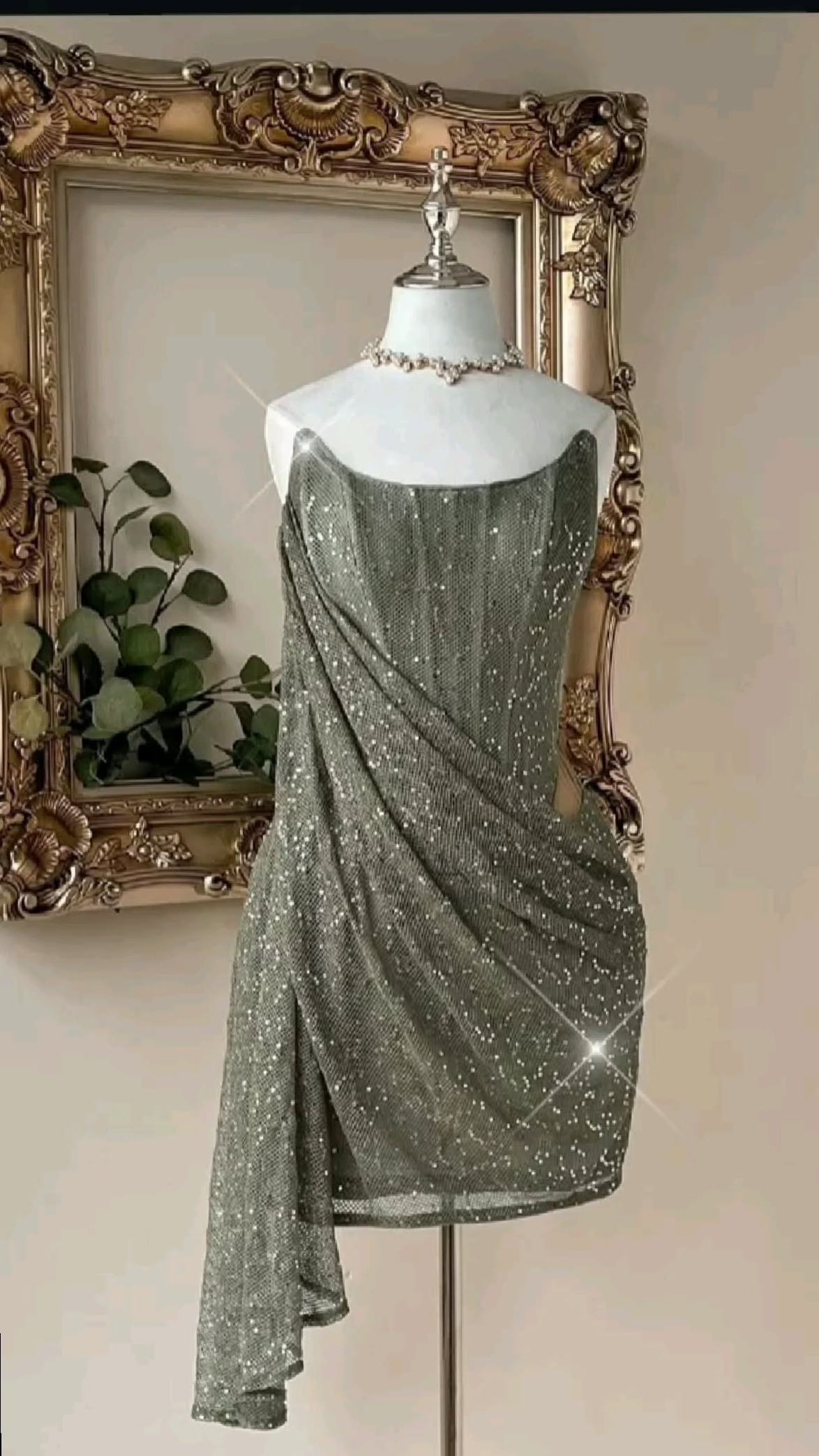 Neon-Etched Sliver Gown for Glitch-Vintage Parties | 🍃 🌸 theme night essentials 431