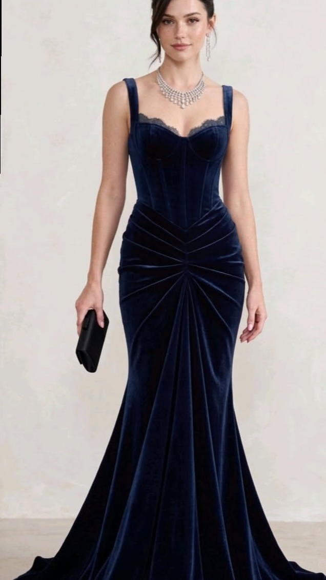 ✨ Neon-Etched Velvet Gown: Mermaid Dreams in Midnight Hues | creative luxury fee 866