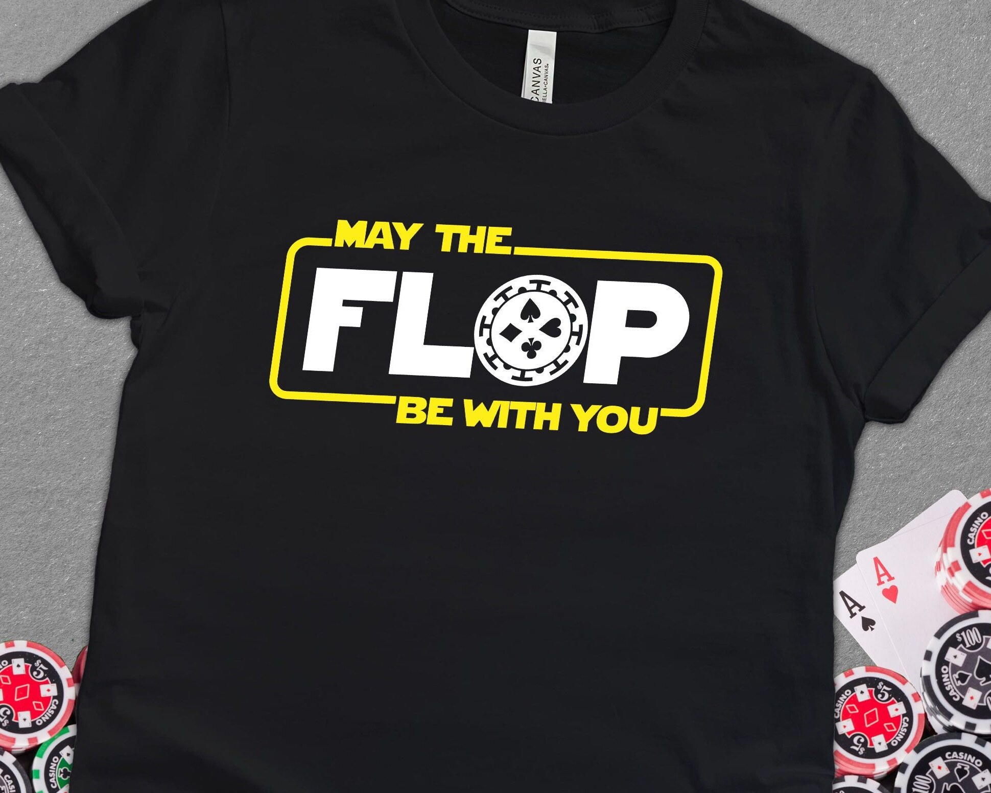 🌍 Neon Galaxy Flop May Sci-Fi Poker Nerd Tee 330