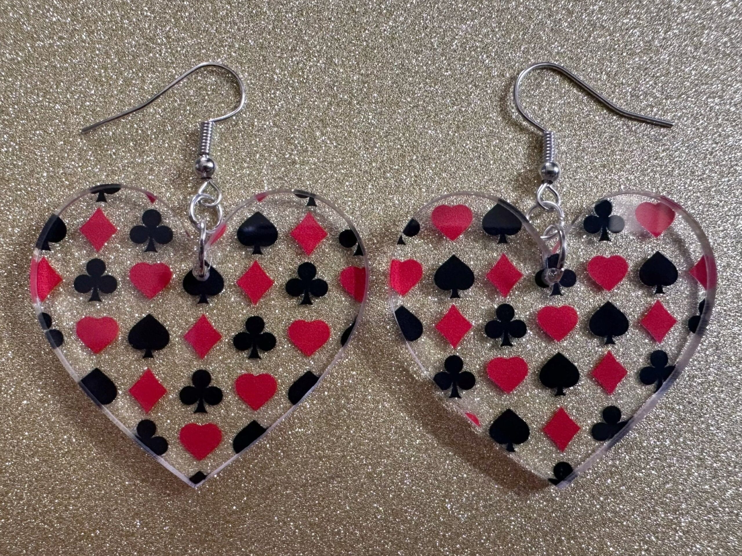 🔮 🔮 Neon Game Night Earrings: Laser-Cut Hearts & Diamonds for Vintage Glam & Par 447