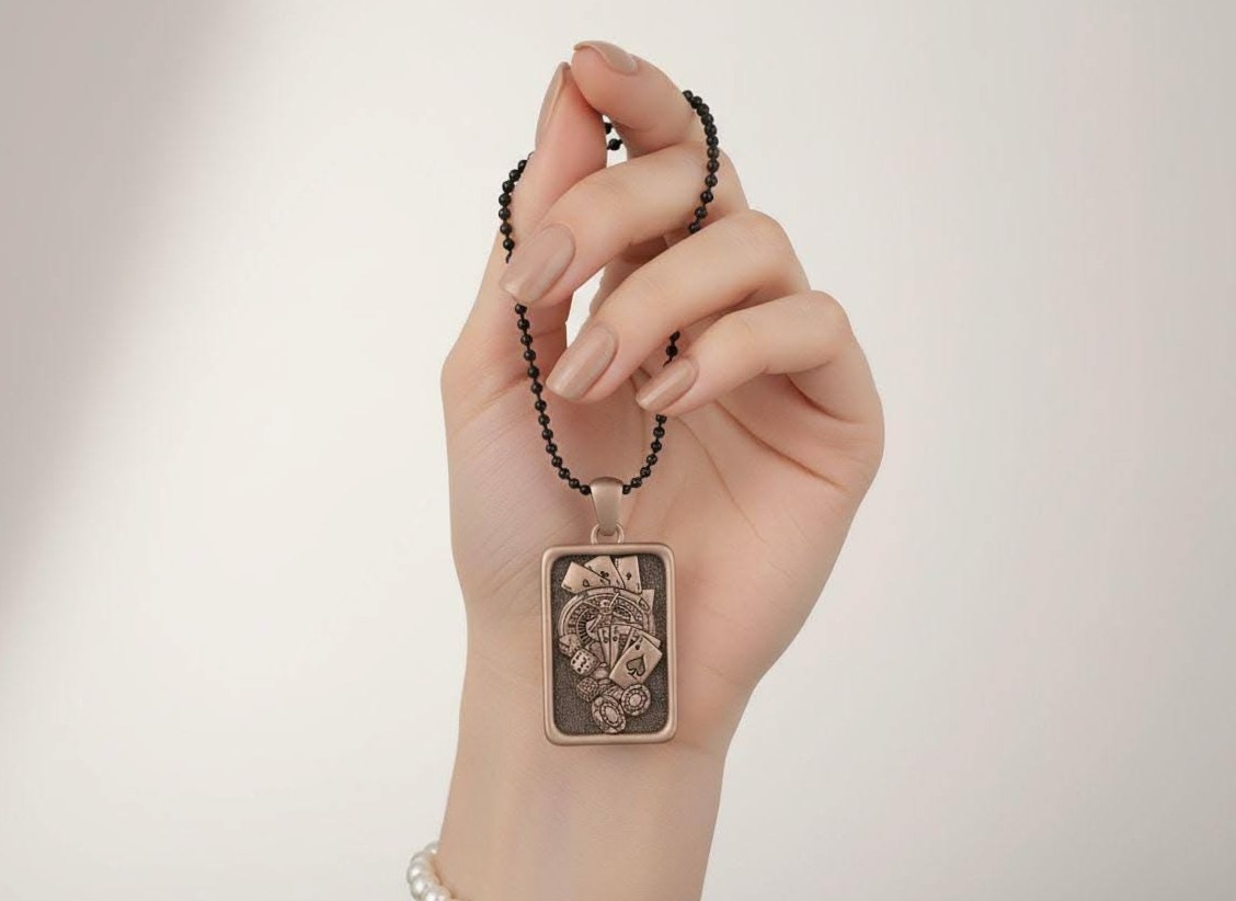 Neon Game Reliefs in Bronze – Vintage Vegas Glam Jewelry ⟐ glow up your feed 417