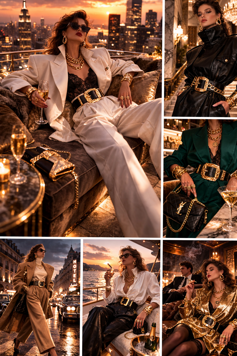 💟 | Neon Gilded Glam: Retro Power Suits & Bold Gold Elegance | after hours aesth 618