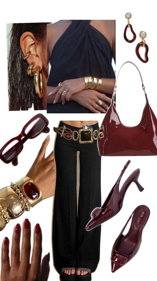 🖤 🥂 Neon-Gilded Vintage Glam: Midnight Ruby Elegance — aesthetic edit 514