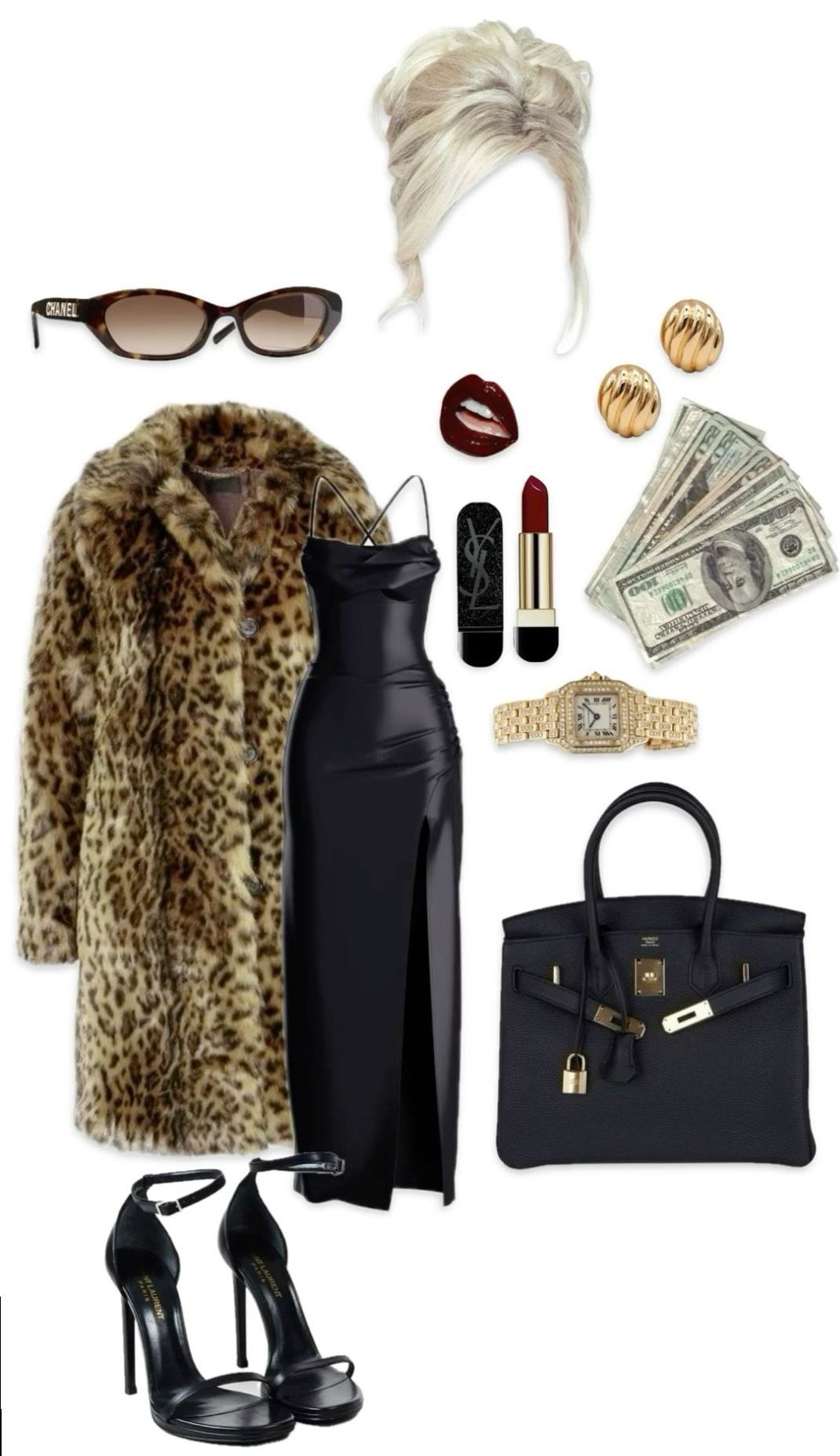 Neon Glam Mob Wife Ensemble in Vintage Luxury Style ⟐ beauty in details 572