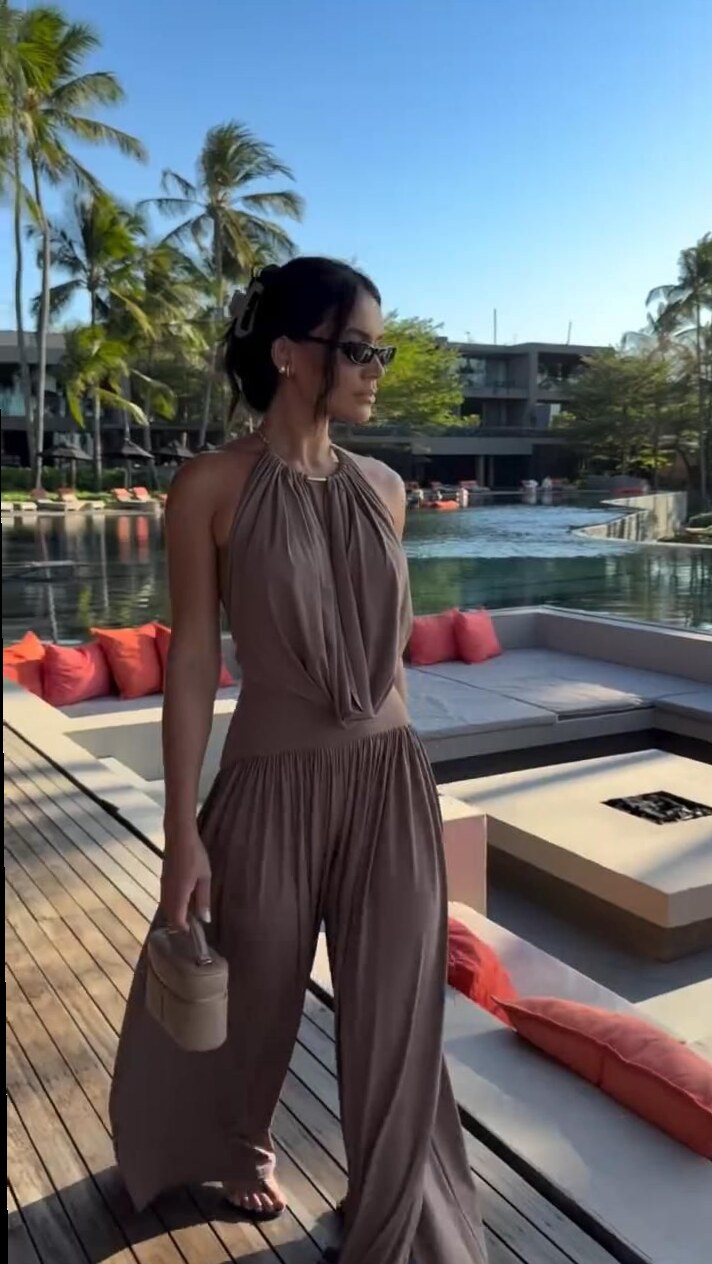 Neon-Glaze Metallic Cowl Halter & Wide-Leg Set ⟐ art direction inspiration 255