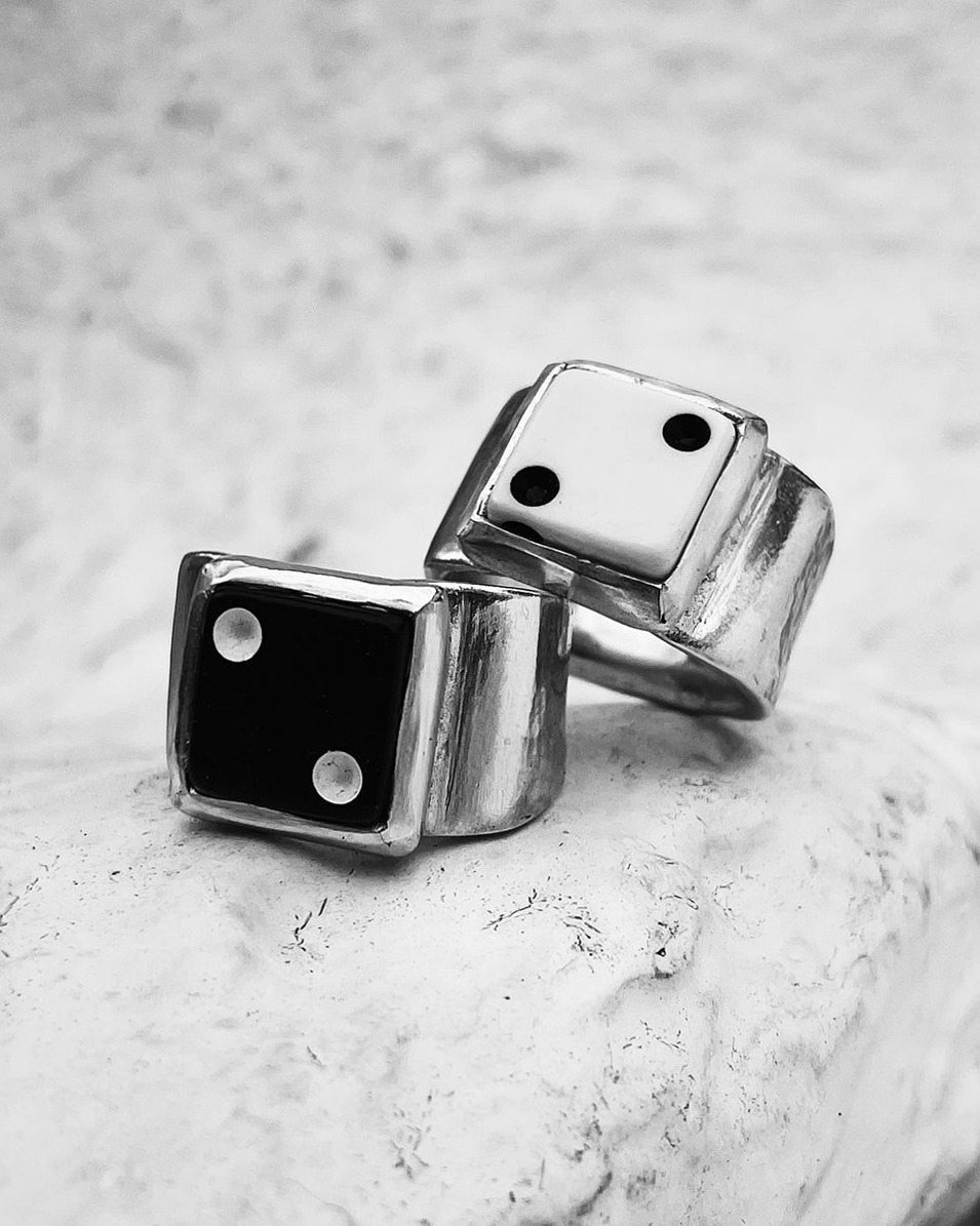 🎲 🎪 Neon Glow Dice Ring — Fiery Red Gold, Bold Edge Design — aesthetic edit 897