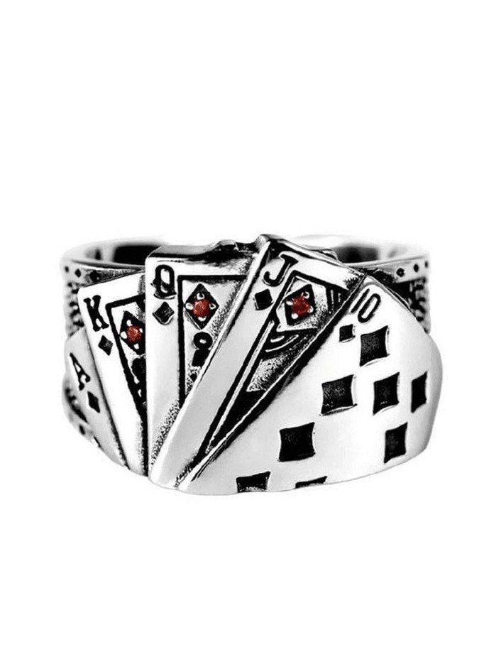 📍 🔶 🪄 Neon Glow Poker Ring Vintage Vibes 697