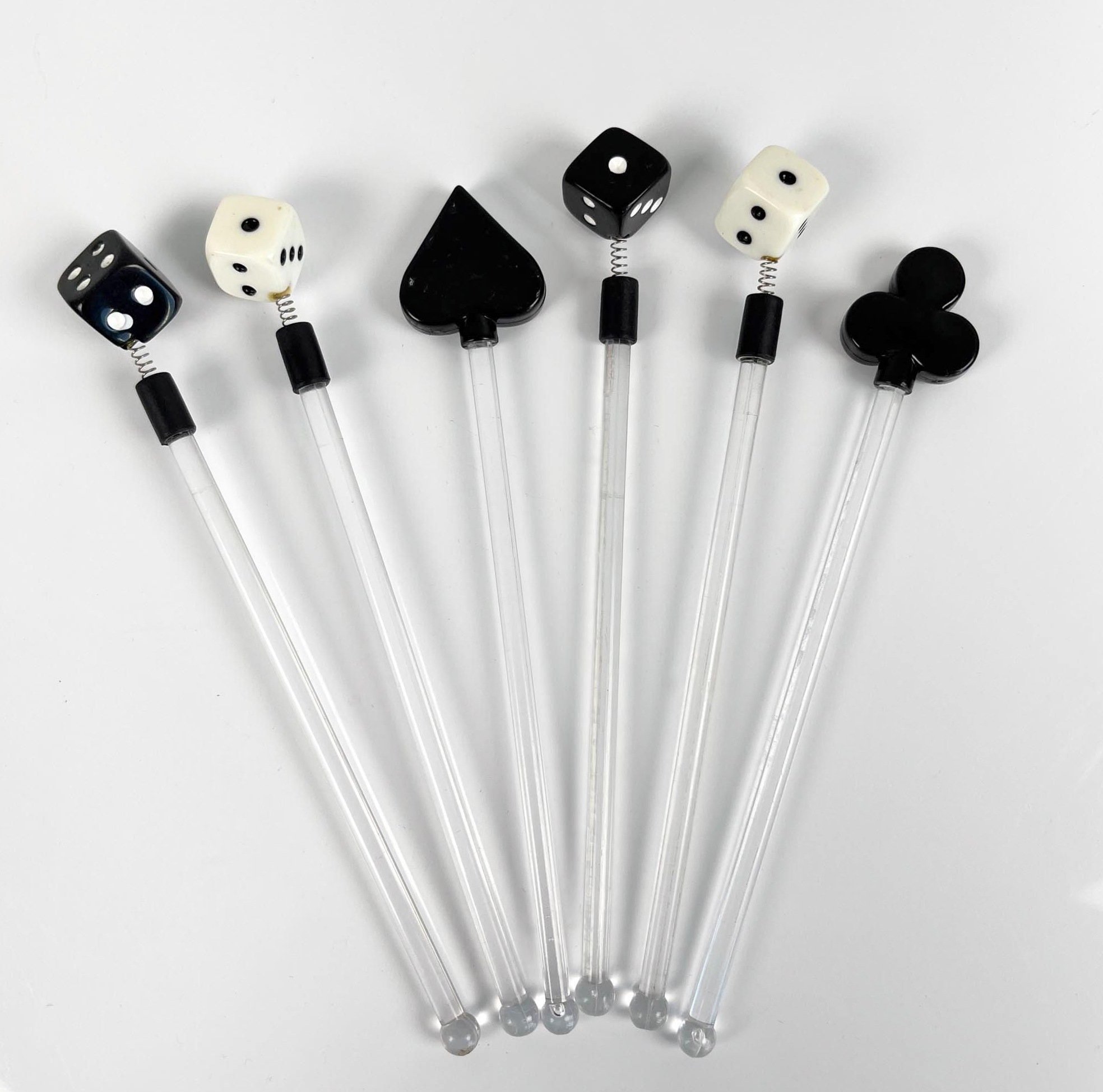 🌴 🛳️ 🏨 ⟡ Neon Glow Vintage Dice Swizzle Sticks for Chic Game Night Elegance 299