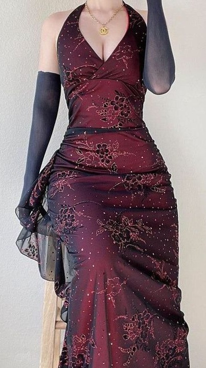 Neon Halter Sheath Gown | 2000s Luxe Lace Red Black Prom Dress LTP4140 US 4 / Si 752