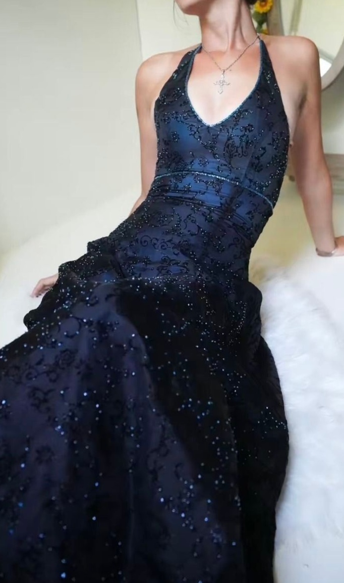 ⊹ Neon Haze Purple Lace Halter Gown ⊹ 🌌 211