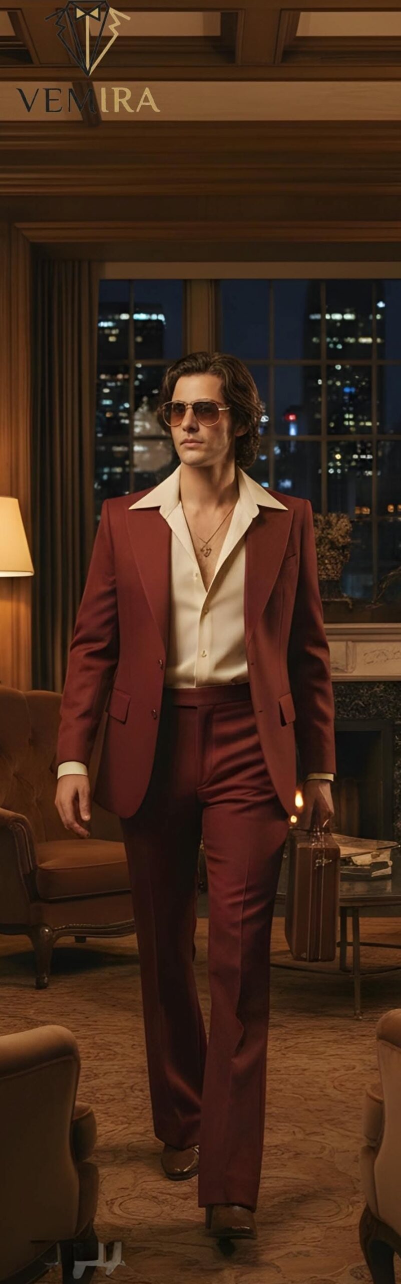 Neon-Hued Burgundy Flare | 70s Retro Drama Pants | Bold Vintage Statement Trouse 925