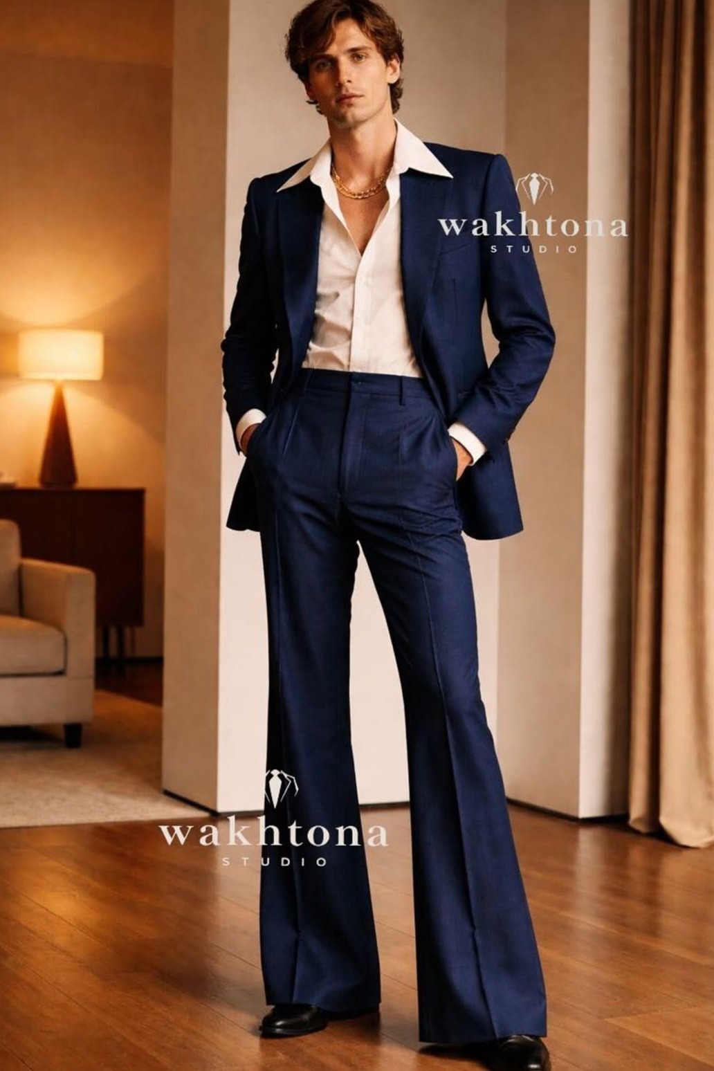 ⊹ Neon Hues Embrace Vintage Elegance in 70s Navy Flare ⊹ ⚡ 327