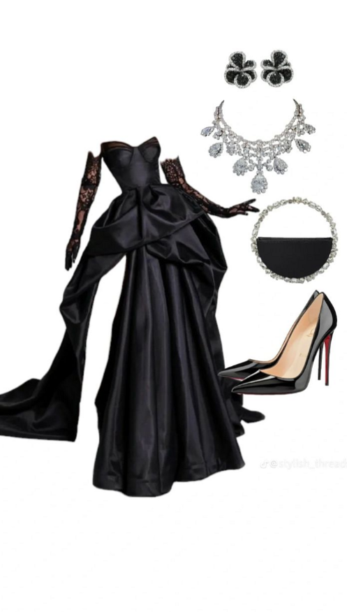 Neon-Infused Black Gown for Vintage Glam Party Looks ⟐ inspiration inbox 974