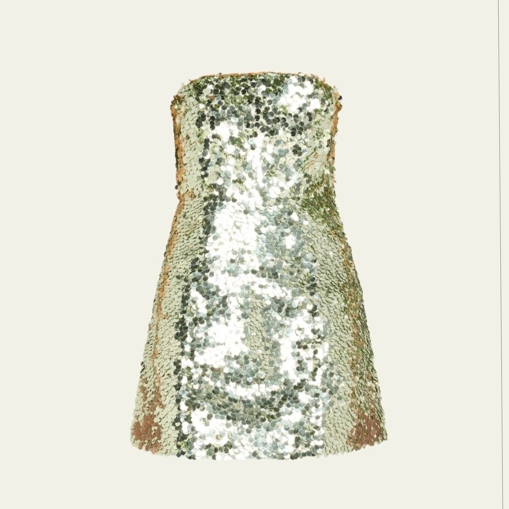 ⊹ Neon-Infused Green Strapless Gown | Timeless Party Elegance ⊹ 🪩 🌌 669