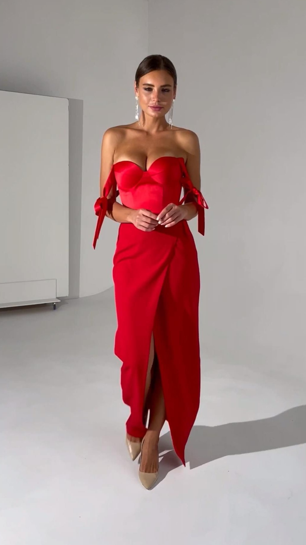 Neon-Infused Vintage Evening Red Gown Art — 👜 👠 587