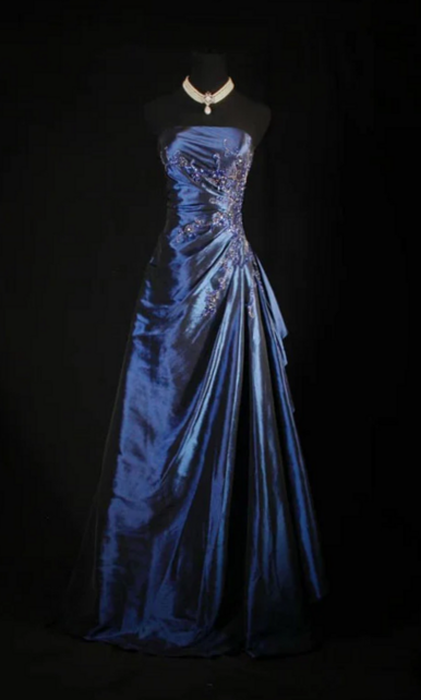 💟 🔮 Neon-Infused Vintage Strapless Navy Satin Evening Gowns — aesthetic edit 475