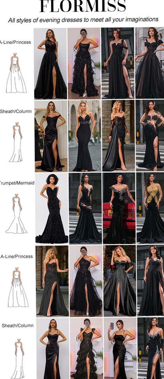 Neon-Inspired Black Prom Gowns, Vintage Luxe Short & Long Designs • 🎪 🃏 127