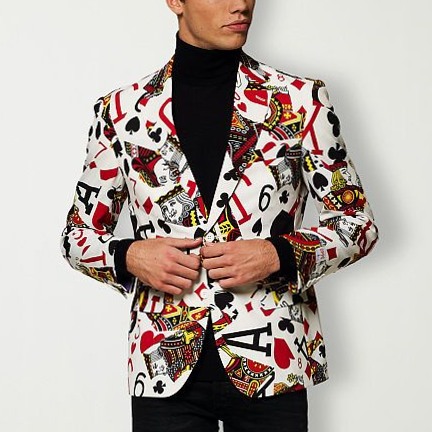 🕰️ 🗝️ 🎭 | Neon King Of Clubs Blazer | Multicolored Slim Fit Vintage Elegance | c 892