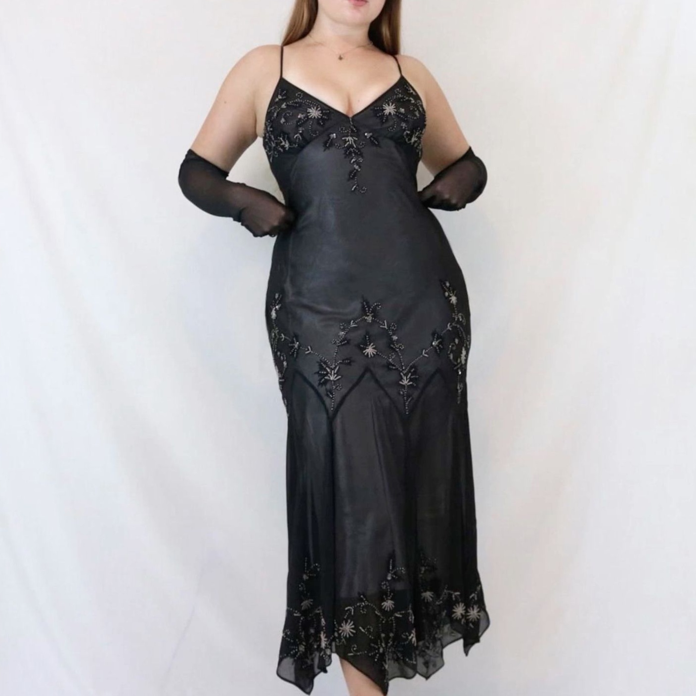 Neon-Kissed Elegance in Vintage Papell Ruffles ⟐ art deco elegance 684