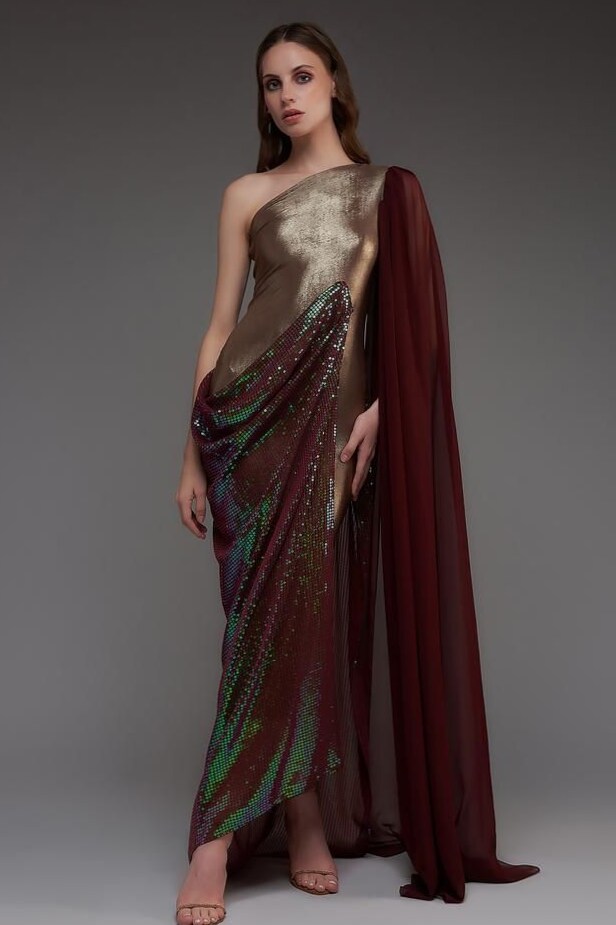 🌻 🌸 ⟡ Neon-Lit Anarkali Gown in Emerald Layers for Midnight Glam 433