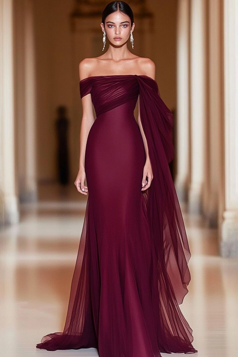 Neon Mermaid Elegance in Cabernet Tulle ⟐ beauty in details 225