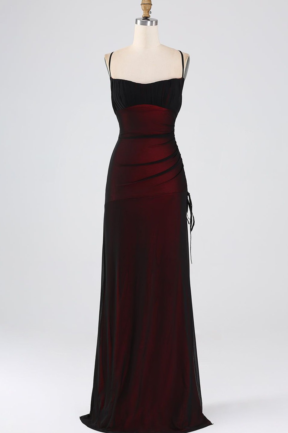 Neon Mermaid Gown with Bold Blue Hues and Sleek Spaghetti Straps — 🌸 255