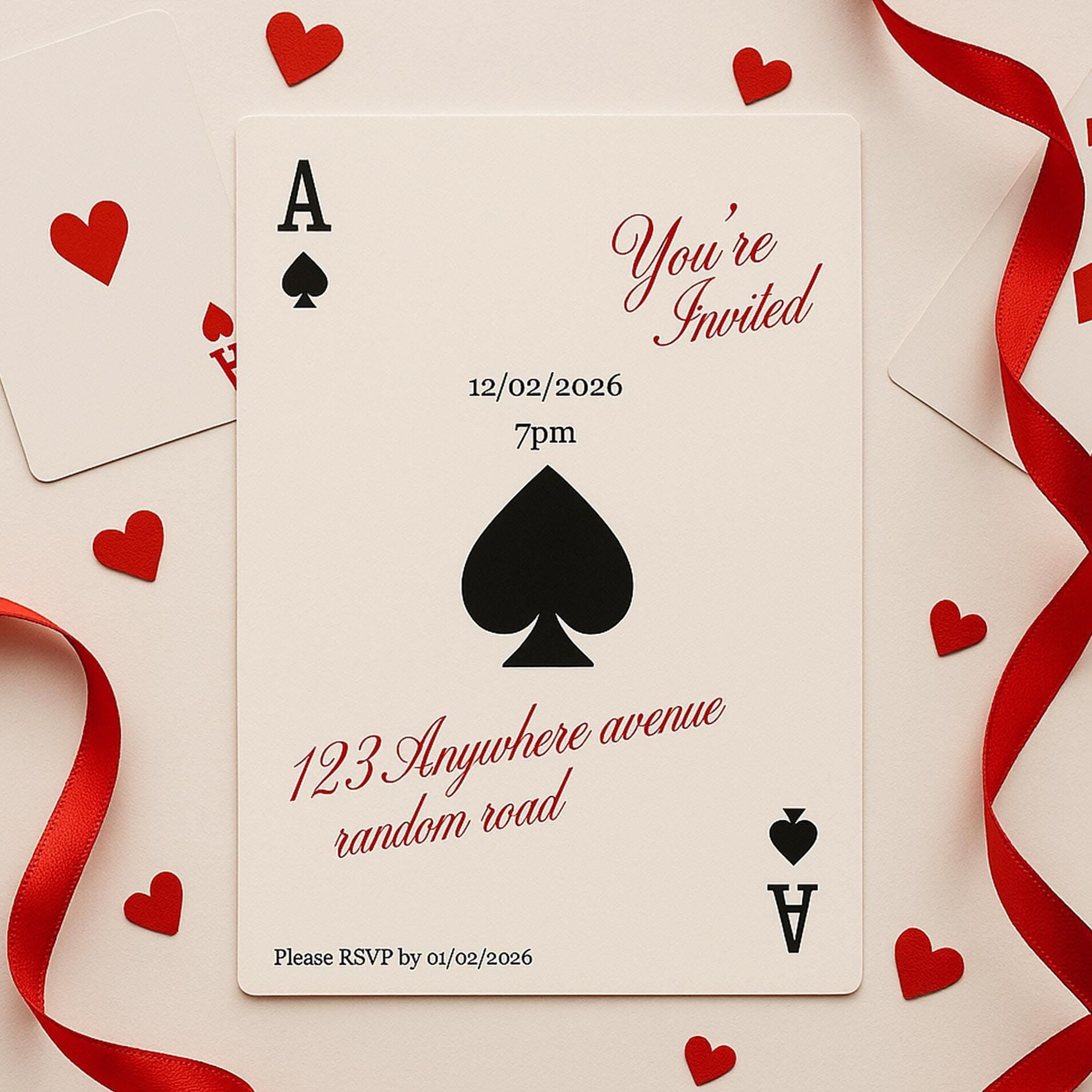 🎲 Neon Nocturne: Velvet Deck Party Invite, Editable Canva Print — aesthetic edit 260