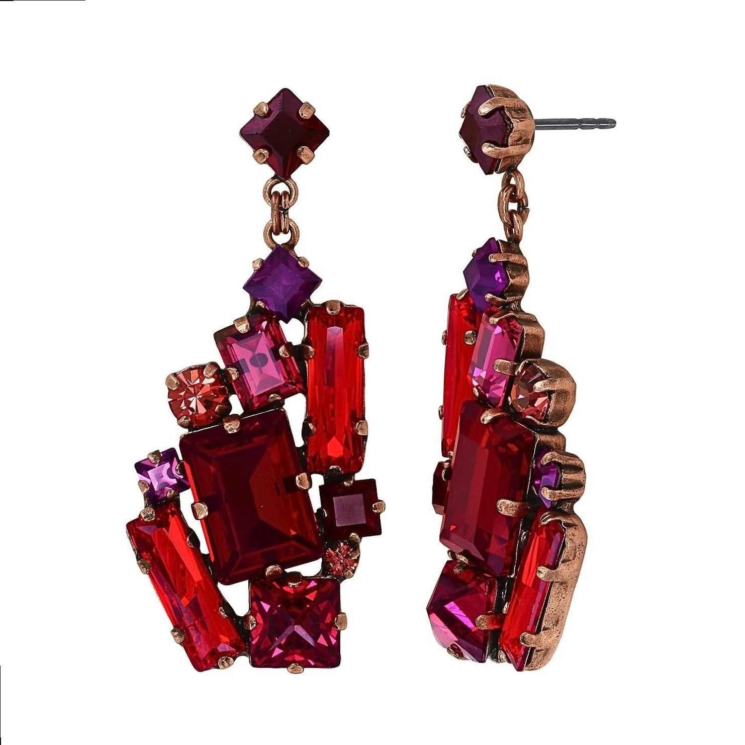 Neon Noir Dangle Earrings – Red Velvet Glam & Retro Game Art Vibe — ruby red nig 739